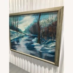 Vintage 1970s Signed Snow Landscape Oil Painting -Othe Furniture Shop 1500 1500 frame 0 6094