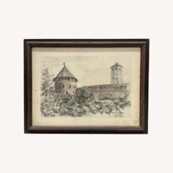 Vintage 1957 Russian Artist Graphite Drawing -Othe Furniture Shop 1500 1500 frame 0 6397