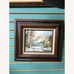 Vintage 1970s Signed Snow Landscape Oil Painting