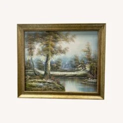 Vintage 1980s Signed Landscape Oil Painted -Othe Furniture Shop 1500 1500 frame 0 6716