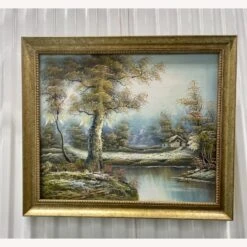 Vintage 1980s Signed Landscape Oil Painted -Othe Furniture Shop 1500 1500 frame 0 6718