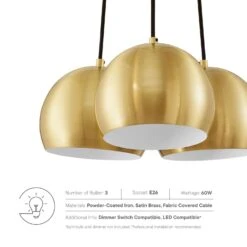 Other 3-Light Metal Pendant Light In Satin Brass -Othe Furniture Shop 1500 1500 frame 0 680
