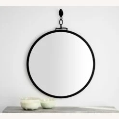 Pottery Barn Vista 36"Round Wall Mirror With Chain -Othe Furniture Shop 1500 1500 frame 0 6894