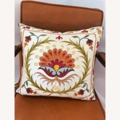 Bespoke Silk Mid Century Modern Green And Pattern Pillow -Othe Furniture Shop 1500 1500 frame 0 6984