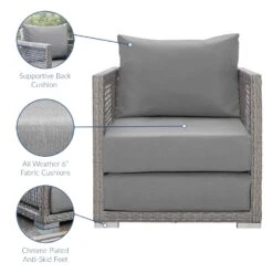 Other Outdoor Armchair In Gray Rattan & Gray Cushion