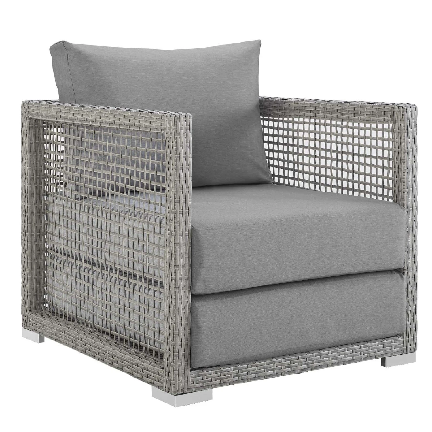 Other Outdoor Armchair In Gray Rattan & Gray Cushion 5 Other Outdoor Armchair In Gray Rattan & Gray Cushion - Image 3