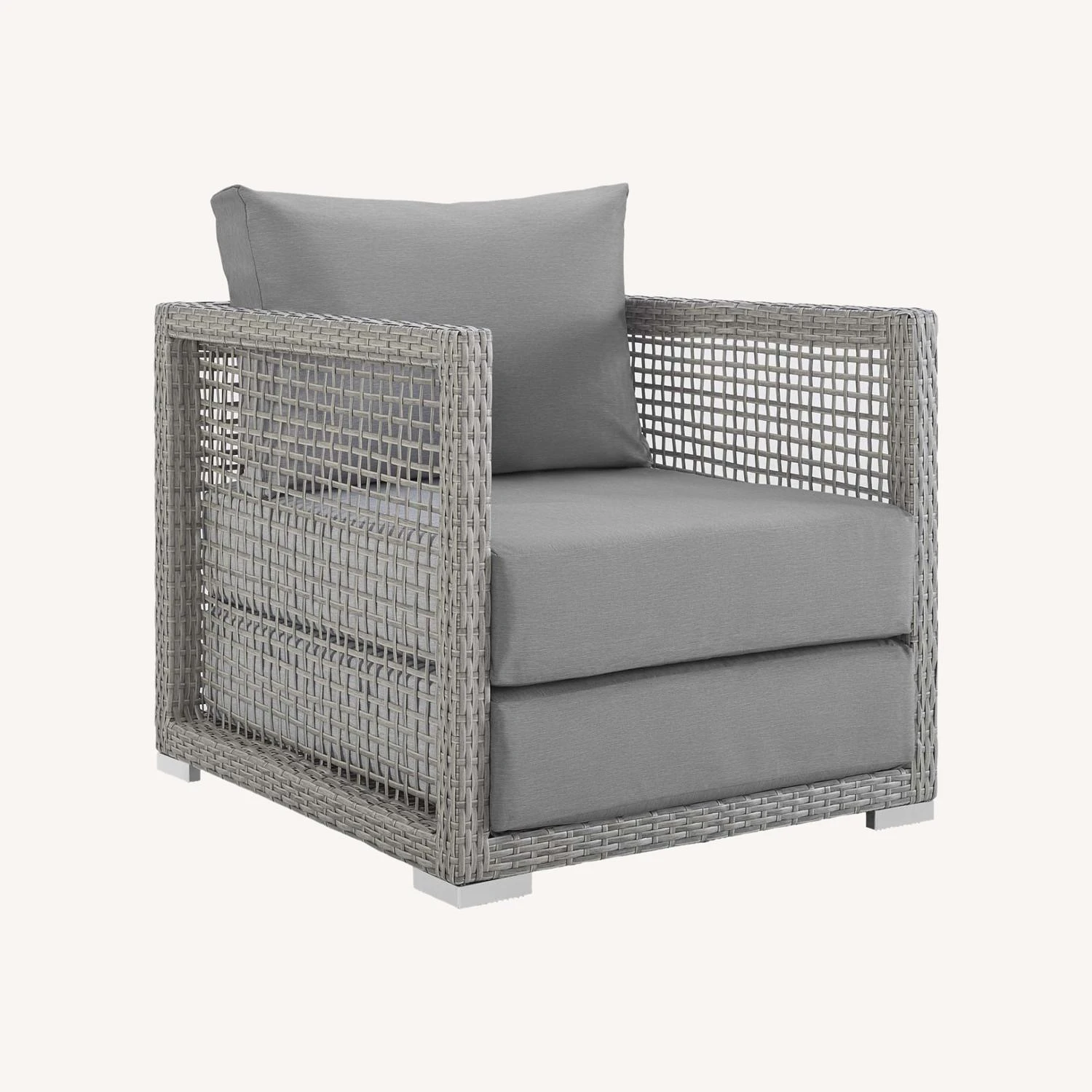 Other Outdoor Armchair In Gray Rattan & Gray Cushion 6 Other Outdoor Armchair In Gray Rattan & Gray Cushion - Image 4
