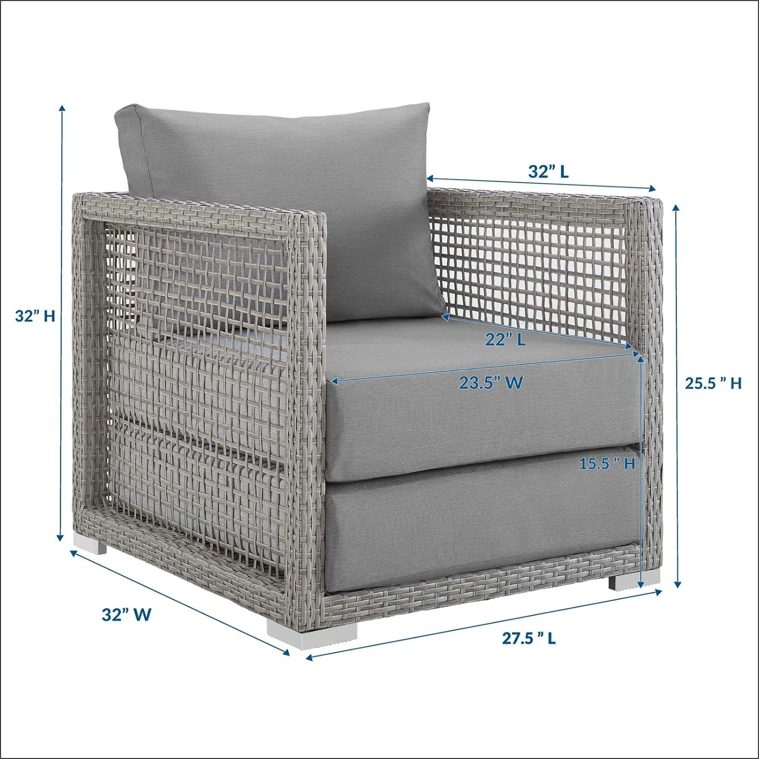 Other Outdoor Armchair In Gray Rattan & Gray Cushion 10 Other Outdoor Armchair In Gray Rattan & Gray Cushion - Image 8