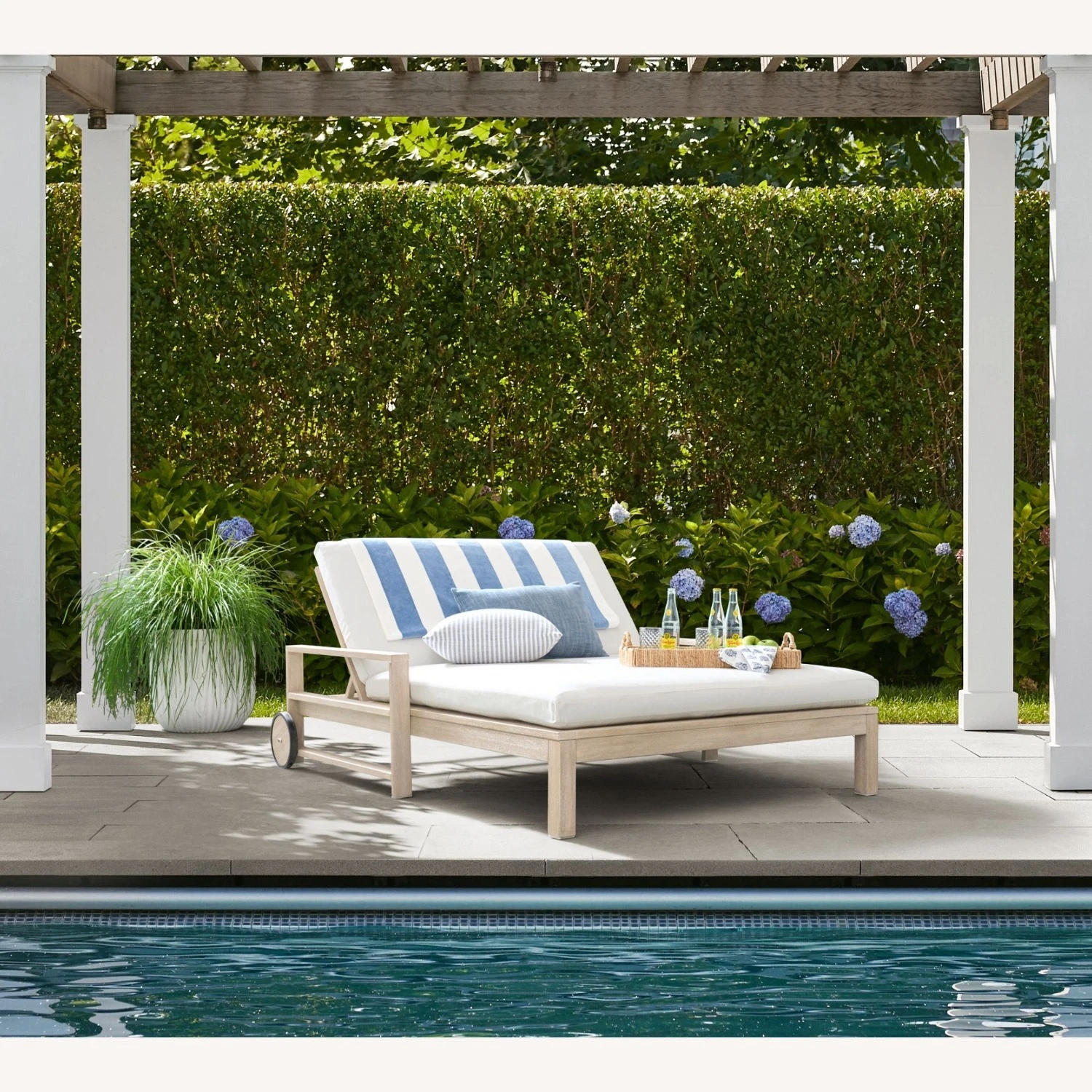 Pottery Barn Indio Wood Double Chaise 7 Pottery Barn Indio Wood Double Chaise - Image 5