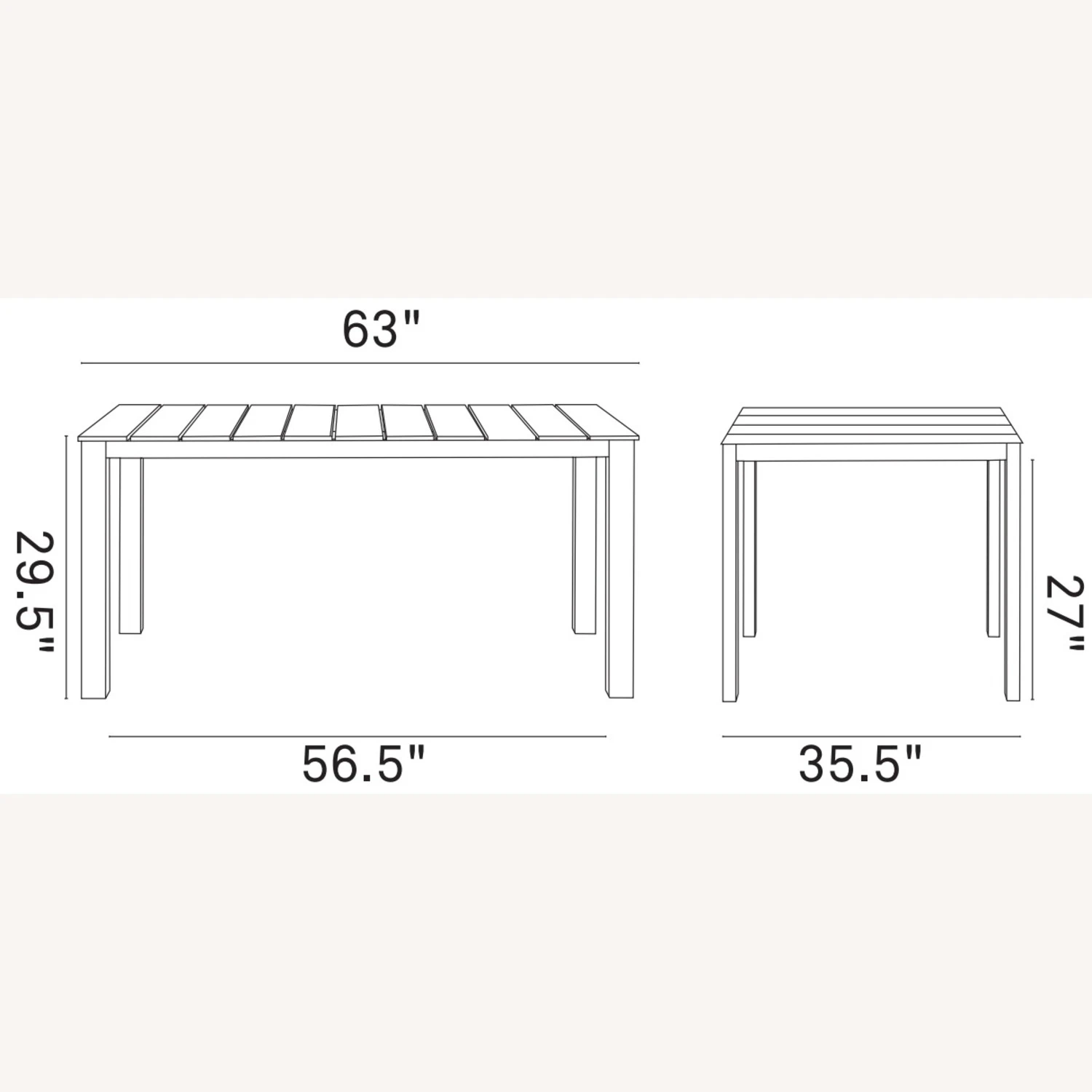 Other 63" Outdoor Dining Table In Brown Base & Gray Wood 6 Other 63" Outdoor Dining Table In Brown Base & Gray Wood - Image 4