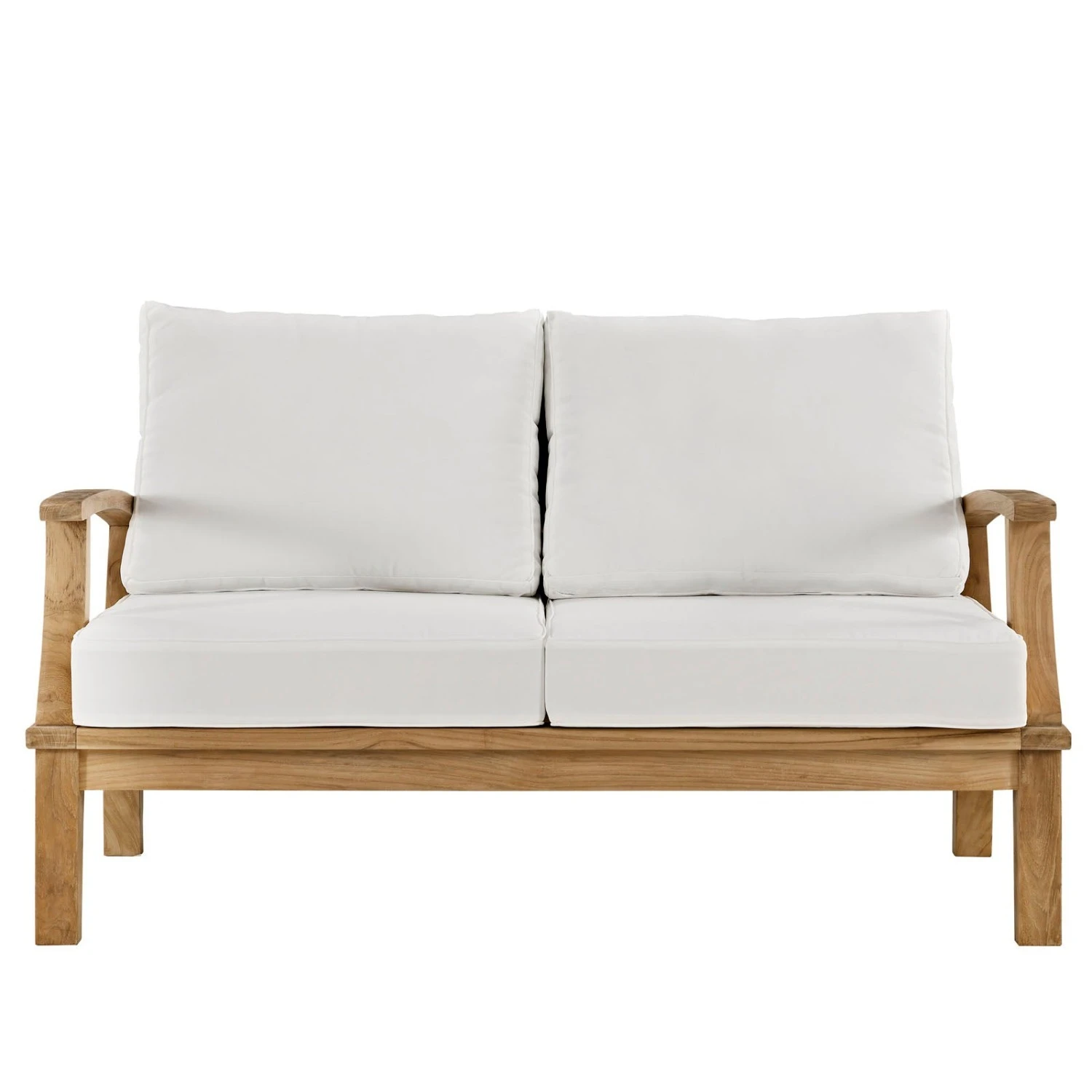 Other Outdoor Loveseat In Natural Finish & White Cushion 3 Other Outdoor Loveseat In Natural Finish & White Cushion