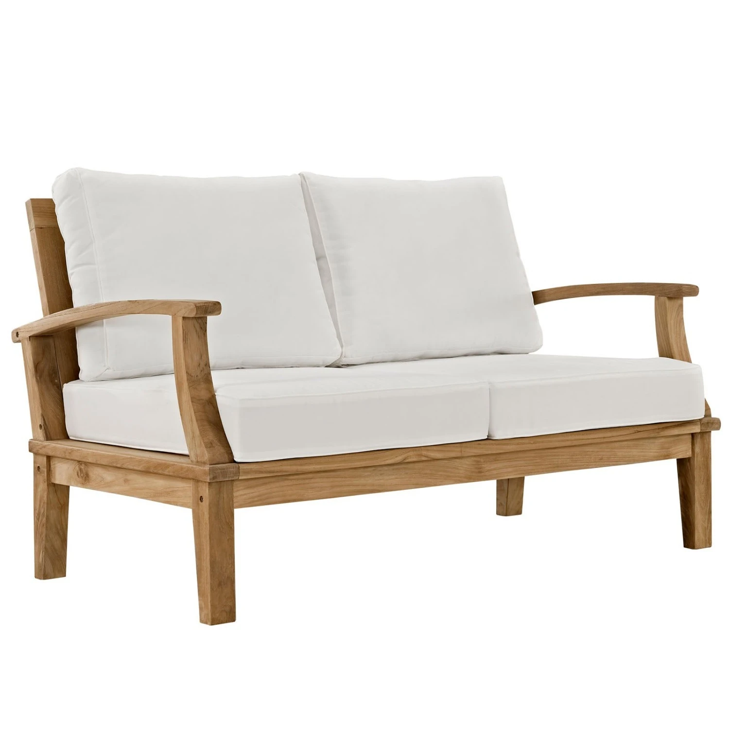 Other Outdoor Loveseat In Natural Finish & White Cushion 4 Other Outdoor Loveseat In Natural Finish & White Cushion - Image 2