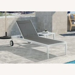 Other Outdoor Lounge Chair In Grey Fabric & White Frame -Othe Furniture Shop 1500 1500 frame 0 7188