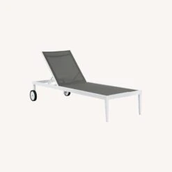 Other Outdoor Lounge Chair In Grey Fabric & White Frame -Othe Furniture Shop 1500 1500 frame 0 7189