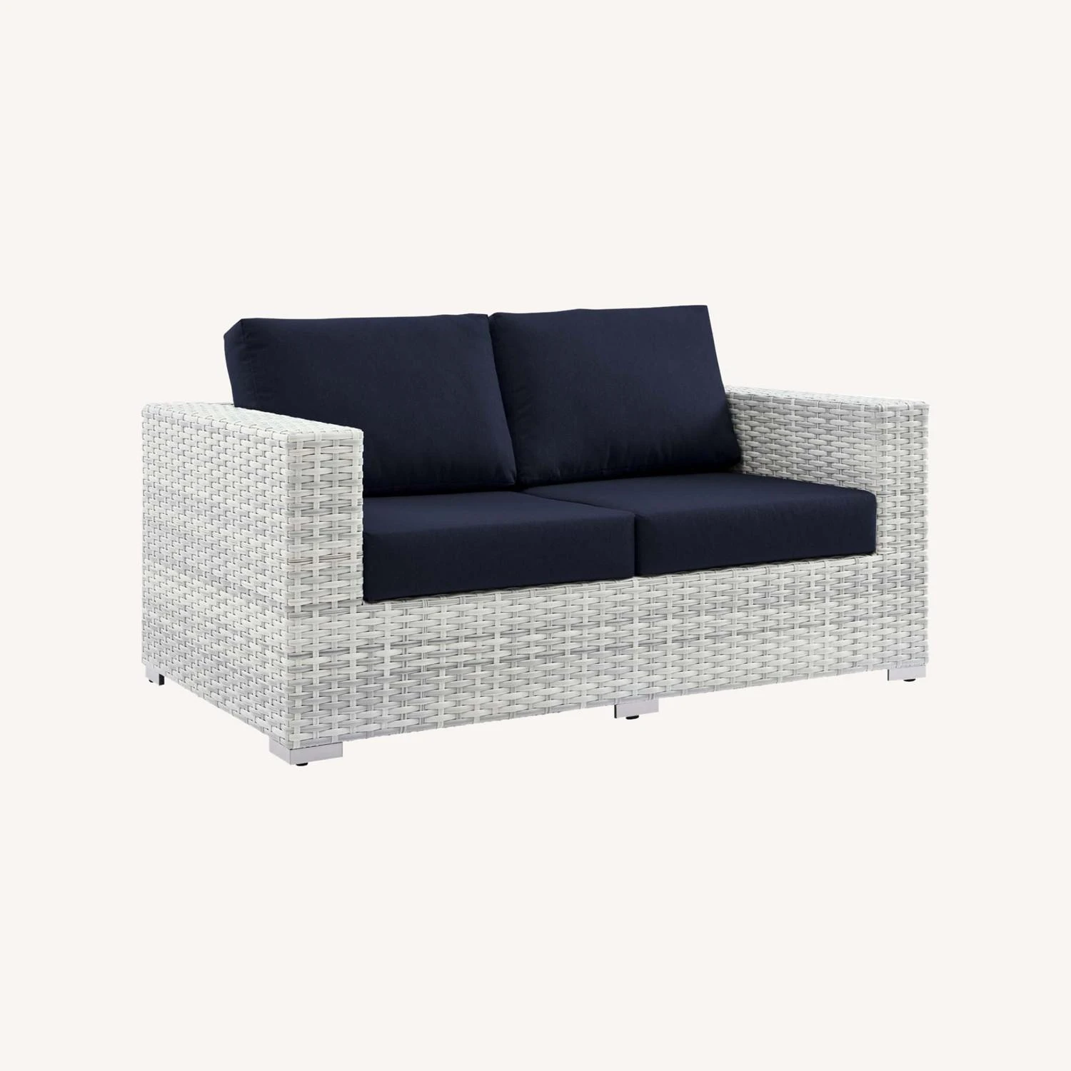 Other Outdoor Patio Loveseat In Light Gray & Navy Finish 8 Other Outdoor Patio Loveseat In Light Gray & Navy Finish - Image 6