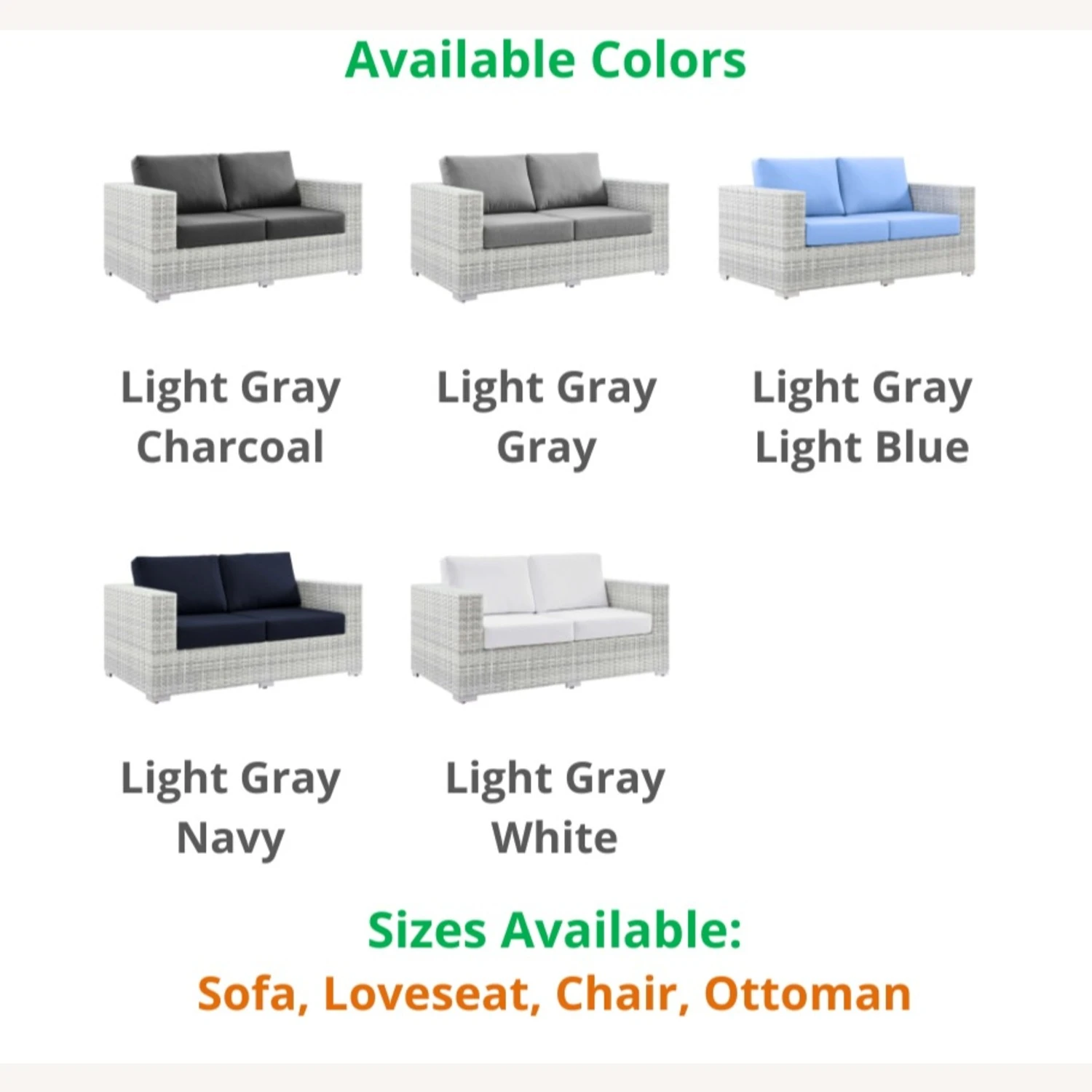 Other Outdoor Patio Loveseat In Light Gray & Navy Finish 11 Other Outdoor Patio Loveseat In Light Gray & Navy Finish - Image 9