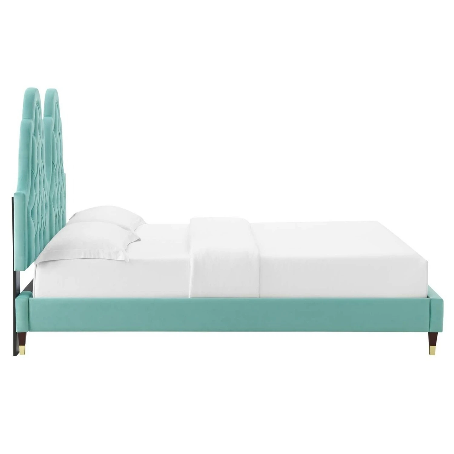 Other Full Bed In Tufted Mint Velvet W/ French Details 8 Other Full Bed In Tufted Mint Velvet W/ French Details - Image 7