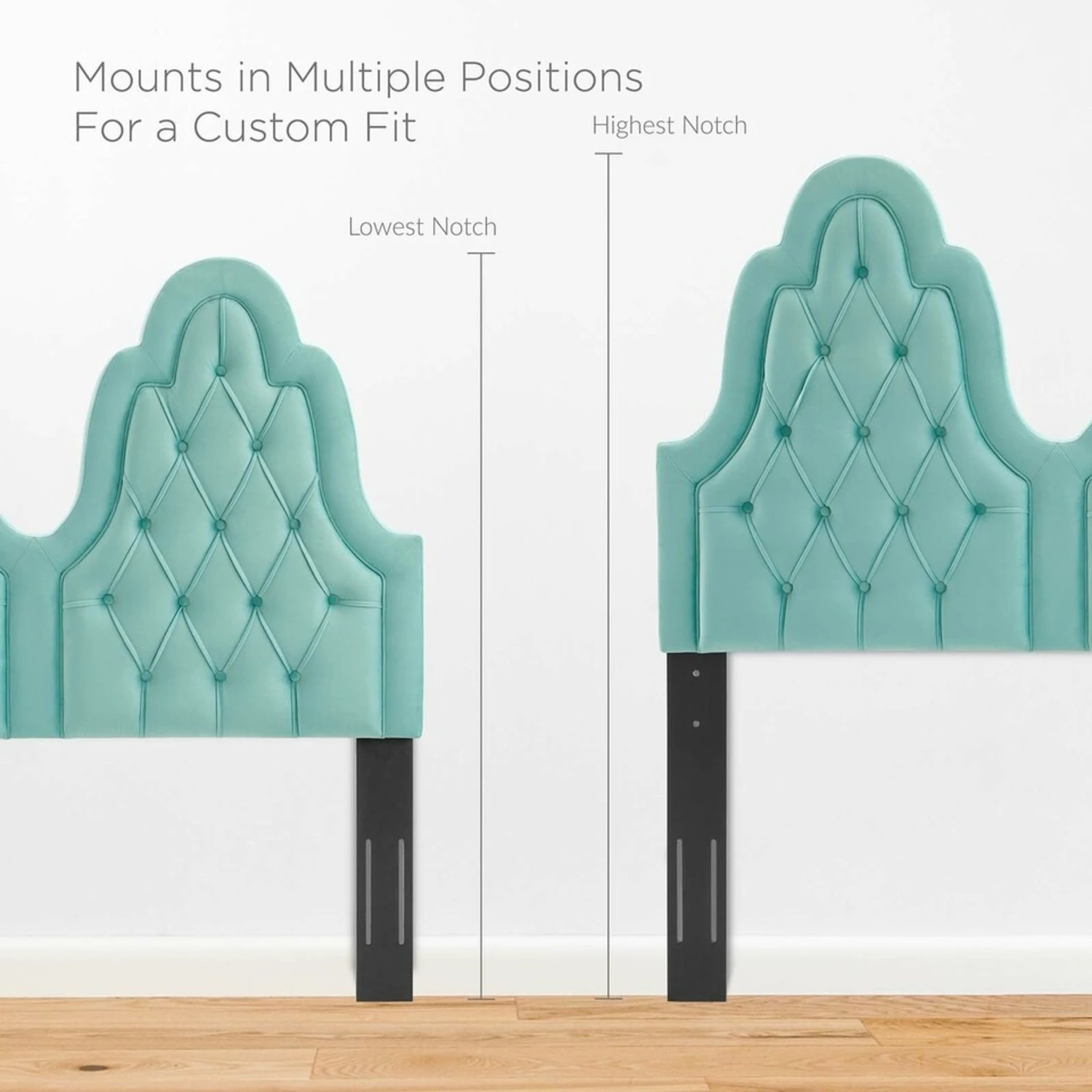 Other Full Bed In Tufted Mint Velvet W/ French Details 9 Other Full Bed In Tufted Mint Velvet W/ French Details - Image 8