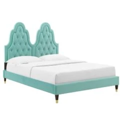 Other Full Bed In Tufted Mint Velvet W/ French Details 21 Other Full Bed In Tufted Mint Velvet W/ French Details -Othe Furniture Shop 1500 1500 frame 0 7310