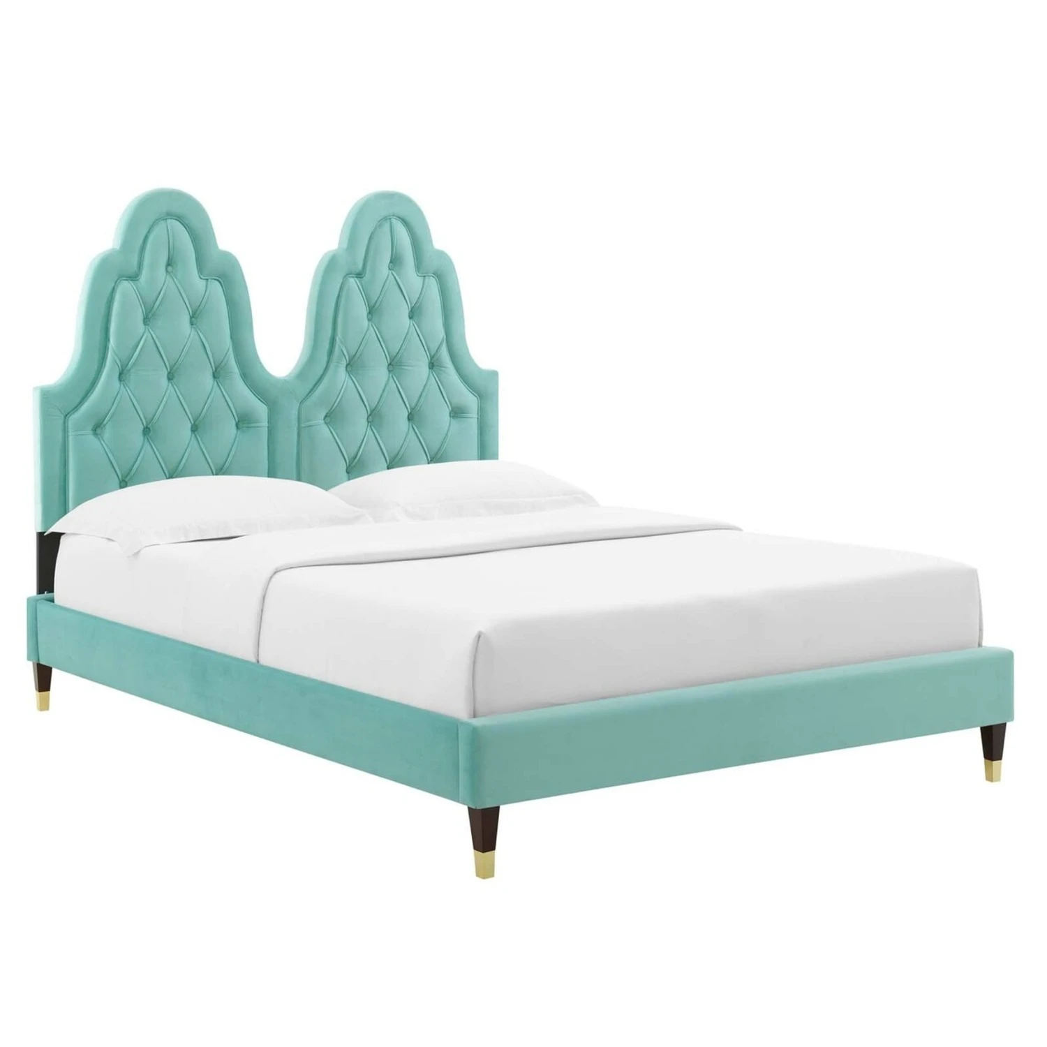 Other Full Bed In Tufted Mint Velvet W/ French Details 11 Other Full Bed In Tufted Mint Velvet W/ French Details - Image 10