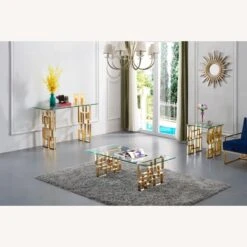 Other Coffee Table In Gold Geometric Base Design