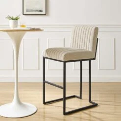 Other Bar Stool In Beige Fabric With Channel Tuftings -Othe Furniture Shop 1500 1500 frame 0 7432