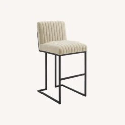 Other Bar Stool In Beige Fabric With Channel Tuftings -Othe Furniture Shop 1500 1500 frame 0 7435