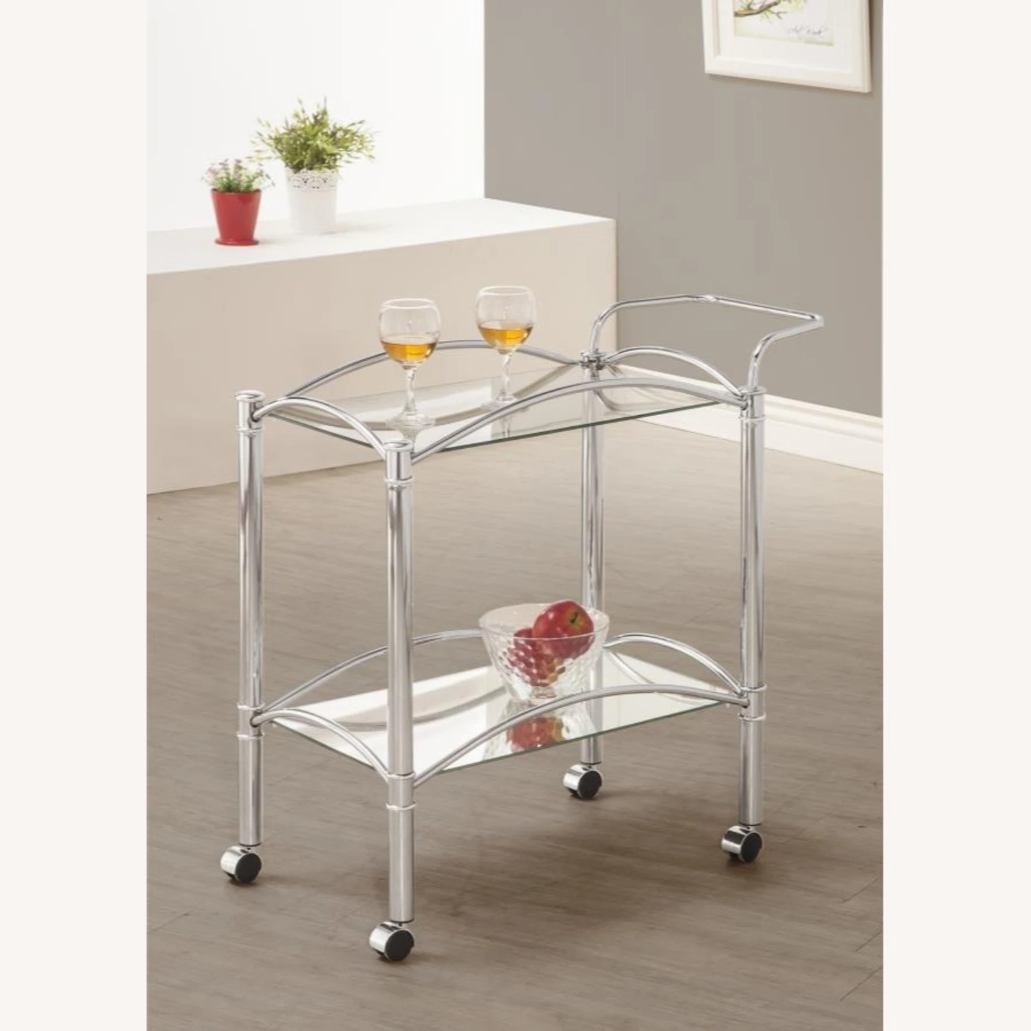 Other Serving Cart In Chrome Finish W/ 2-Tier Shelf 5 Other Serving Cart In Chrome Finish W/ 2-Tier Shelf - Image 3