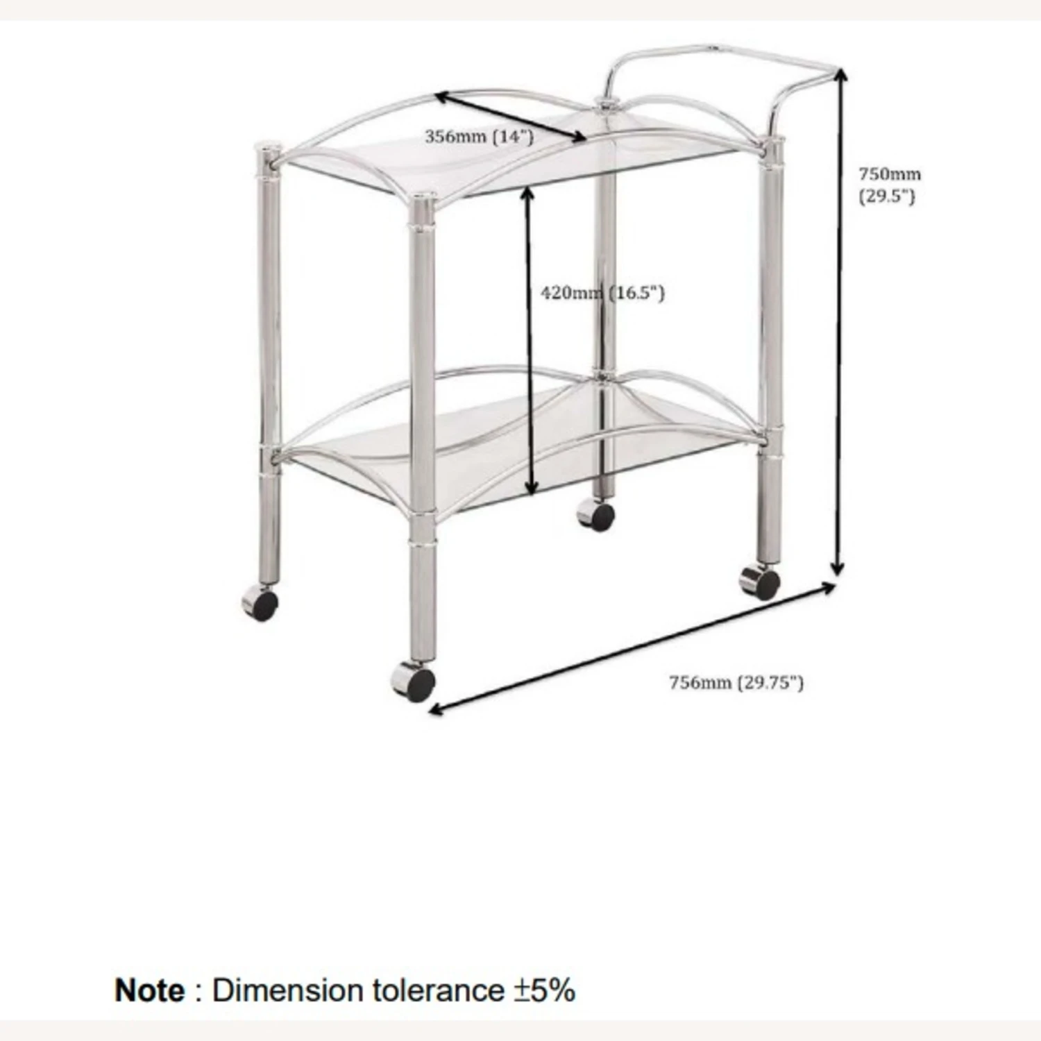 Other Serving Cart In Chrome Finish W/ 2-Tier Shelf 8 Other Serving Cart In Chrome Finish W/ 2-Tier Shelf - Image 6