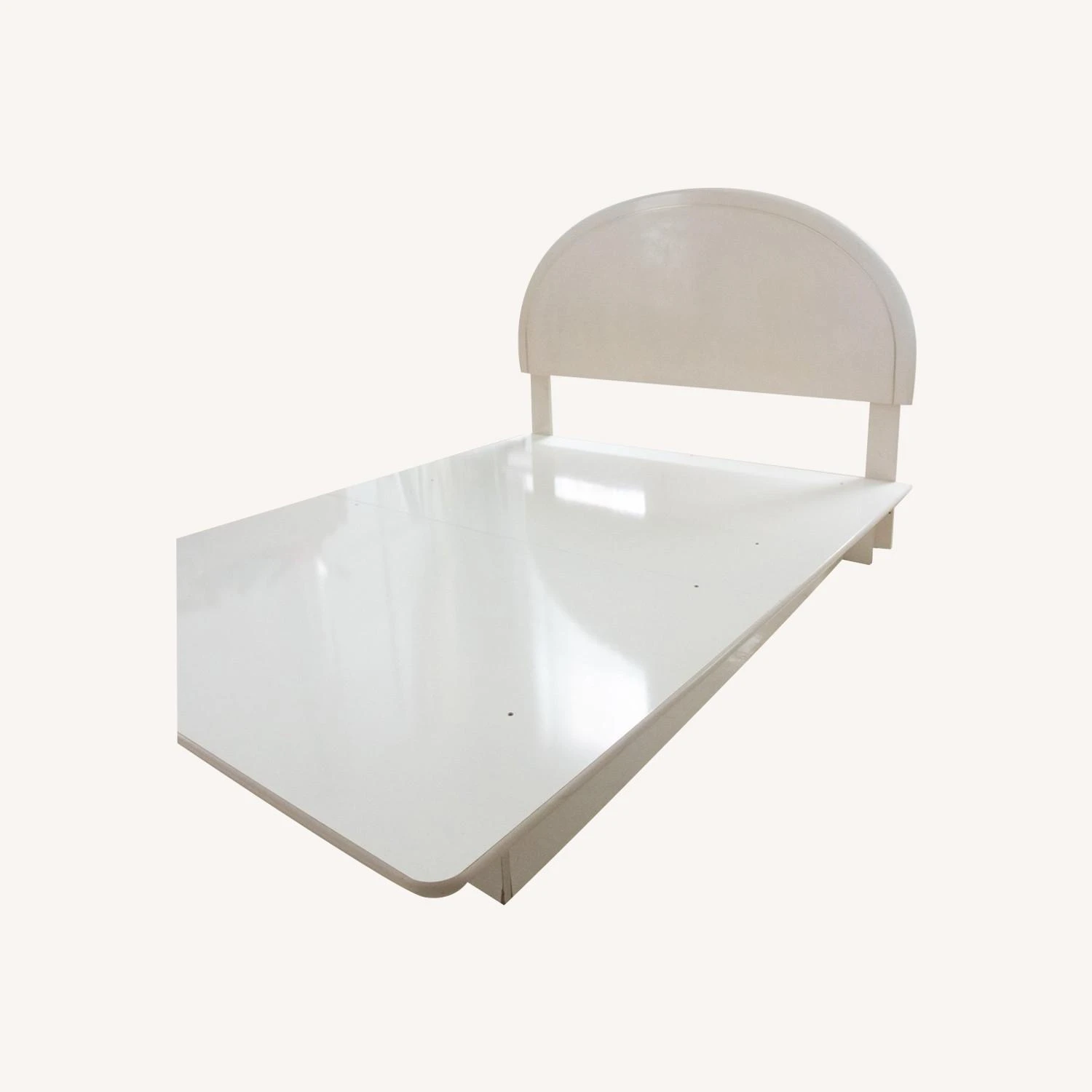 Vintage 80's Cream Lacquer Queen Bed 3 Vintage 80's Cream Lacquer Queen Bed