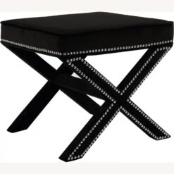 Other Ottoman In Black Velvet W/ X-Shaped Legs -Othe Furniture Shop 1500 1500 frame 0 7584
