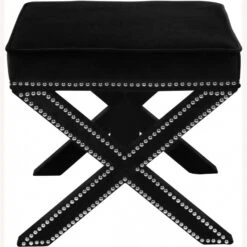 Other Ottoman In Black Velvet W/ X-Shaped Legs -Othe Furniture Shop 1500 1500 frame 0 7586