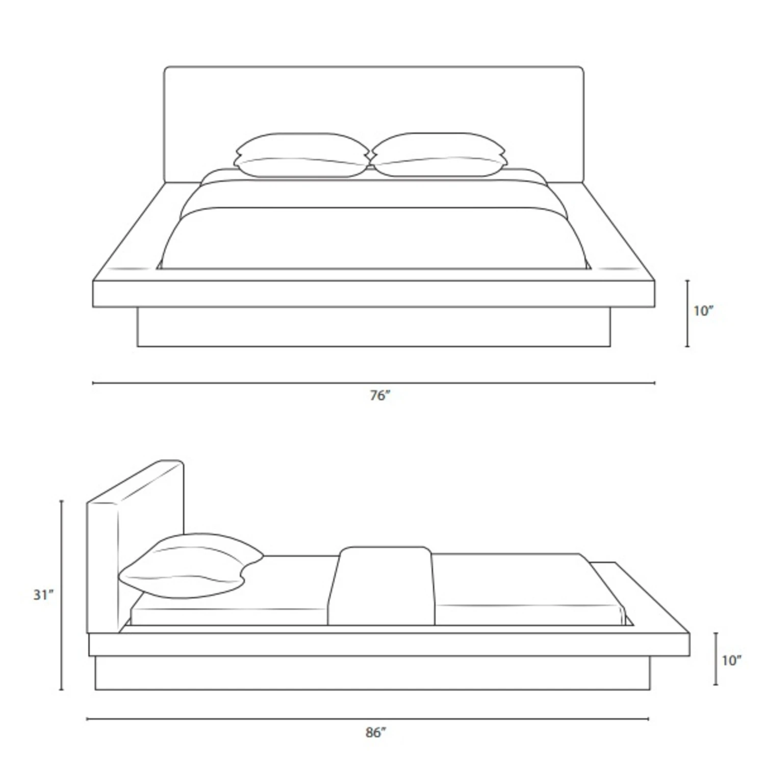 Other Queen Bed In Gray Fabric With Latte Veneer Base 6 Other Queen Bed In Gray Fabric With Latte Veneer Base - Image 4
