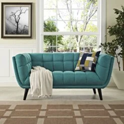 Other Modern Loveseat In Teal Velvet Fabric Upholstery -Othe Furniture Shop 1500 1500 frame 0 7665