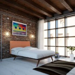 Other Queen Bed In Cappuccino Base & Orange Headboard -Othe Furniture Shop 1500 1500 frame 0 7684