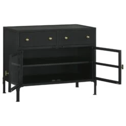 Other Accent Cabinet In Matte Black Metal With Glass Doors -Othe Furniture Shop 1500 1500 frame 0 7743