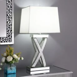 Other Table Lamp In Square White Shade & Mirror Finish