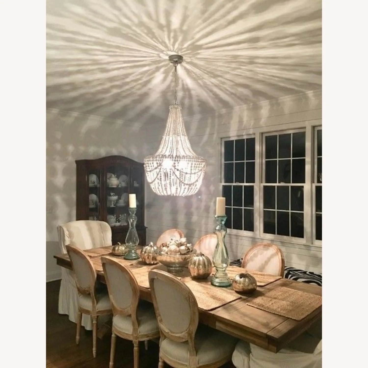 Pottery Barn Francesca Wood Bead Chandelier 4 Pottery Barn Francesca Wood Bead Chandelier - Image 2