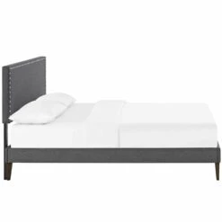 Other Full Platform Bed In Gray Fabric W/ Wooden Slat -Othe Furniture Shop 1500 1500 frame 0 7883