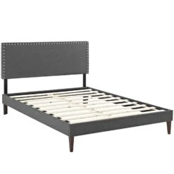 Other Full Platform Bed In Gray Fabric W/ Wooden Slat -Othe Furniture Shop 1500 1500 frame 0 7885