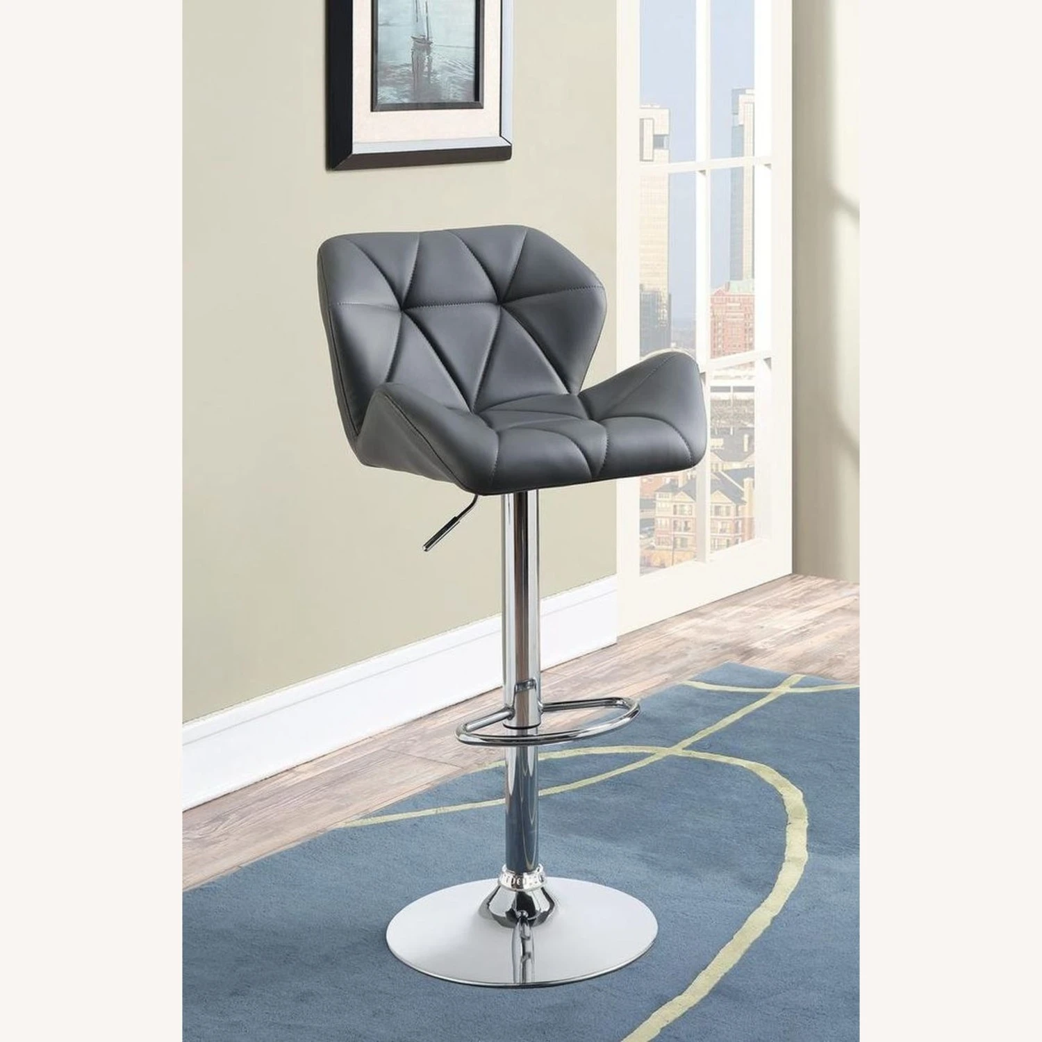 Other Adjustable In Grey Leatherette W/ Chrome Base 7 Other Adjustable In Grey Leatherette W/ Chrome Base - Image 5