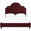 Other Modern Queen Bed In Maroon Velvet W/ Nailhead Trim -Othe Furniture Shop 1500 1500 frame 0 7959