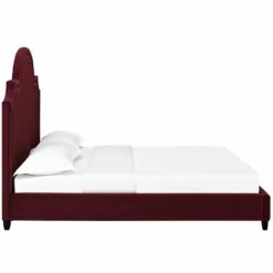 Other Modern Queen Bed In Maroon Velvet W/ Nailhead Trim -Othe Furniture Shop 1500 1500 frame 0 7960