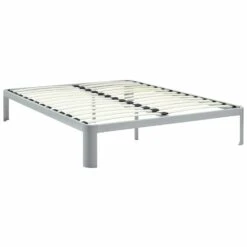 Other Queen Bed In Gray Steel & Slatted Wood Frame -Othe Furniture Shop 1500 1500 frame 0 8068