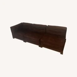 Pottery Barn Dark Brown Suede Cushy Sofa -Othe Furniture Shop 1500 1500 frame 0 8074