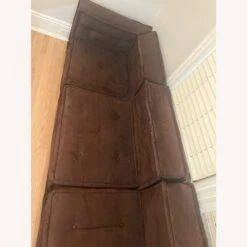 Pottery Barn Dark Brown Suede Cushy Sofa -Othe Furniture Shop 1500 1500 frame 0 8077