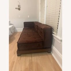 Pottery Barn Dark Brown Suede Cushy Sofa -Othe Furniture Shop 1500 1500 frame 0 8078