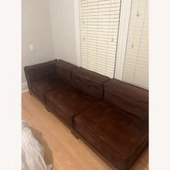 Pottery Barn Dark Brown Suede Cushy Sofa -Othe Furniture Shop 1500 1500 frame 0 8080