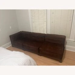 Pottery Barn Dark Brown Suede Cushy Sofa -Othe Furniture Shop 1500 1500 frame 0 8084