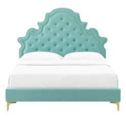Other King Bed In Mint Velvet W/ Button Tufting Finish 17 Other King Bed In Mint Velvet W/ Button Tufting Finish -Othe Furniture Shop 1500 1500 frame 0 8170